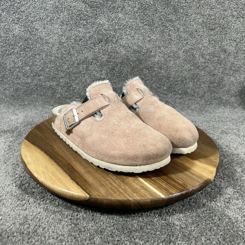 Birkenstock Boston Shearling Women’s Size 6 Pink Clay Suede Lined Clog Slippers